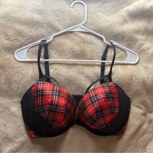 Victoria's Secret Red and Black Plaid Bra